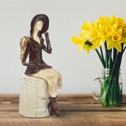 Aniołek Megan - brązowy  -  20 x 9 cm figurka dekoracyjna gipsowa