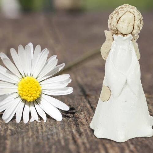 Anioł Natalie - biały -  17 x 5 cm figurka dekoracyjna gipsowa