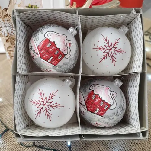 Bombki chatka i gwiazdka na kredzie -  100 mm
