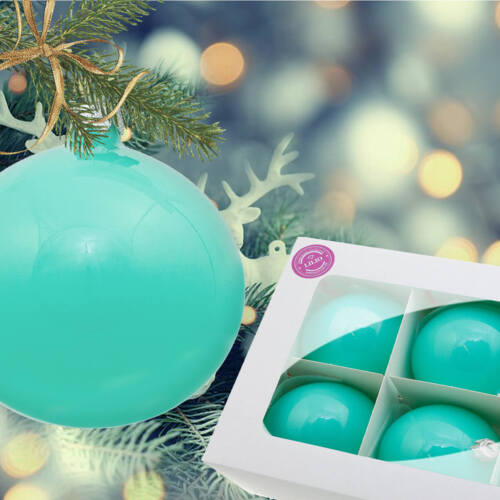 Bombki turkusowy błysk -  80 mm  bombki choinkowe szklane 6 szt
