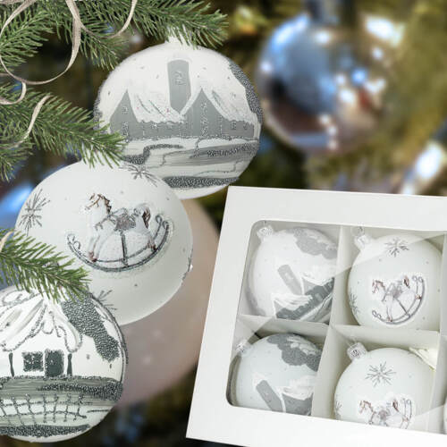 Bombki chatka konik kościółek  -  100 mm bombki choinkowe szklane 6 szt