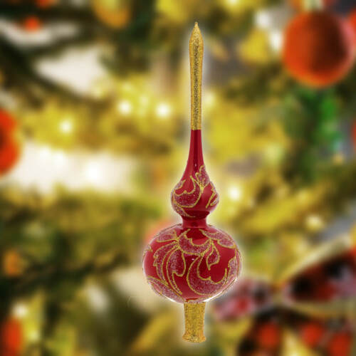 Szpic choinkowy czerwony bordowy -  32 cm bombka choinkowa szklana 1 szt