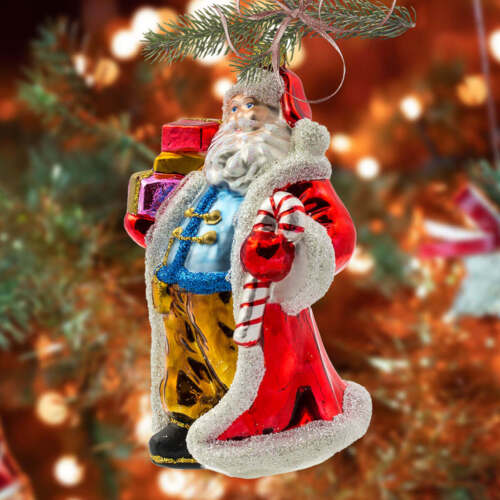 Czerwony Mikołaj - dekoracja kształtka -  12 x 9 cm bombka choinkowa szklana