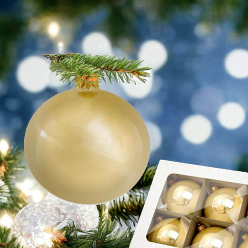 Bombki złoty błysk -  100 mm bombki choinkowe szklane 6 szt