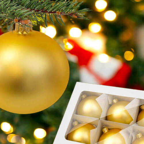 Bombki złoty mat -  100 mm bombki choinkowe szklane 6 szt