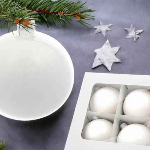 Bombki biała porcelana -  80 mm  bombki choinkowe szklane