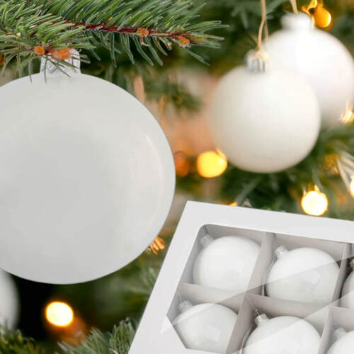 Bombki biały opal -  80 mm  bombki choinkowe szklane 6 szt