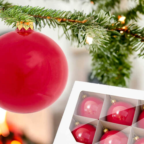 Bombki bordowy błysk -  80 mm  bombki choinkowe szklane 6 szt