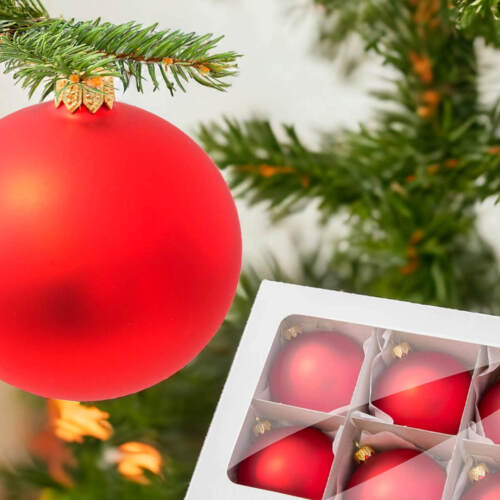 Bombki czerwony mat -  100 mm bombki choinkowe szklane 6 szt