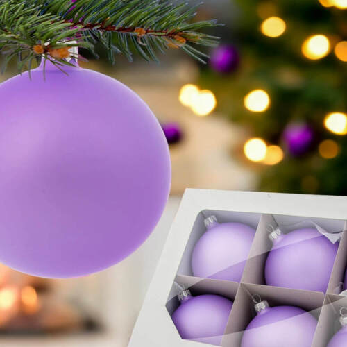 Bombki lawenda -  80 mm  bombki choinkowe szklane 6 szt