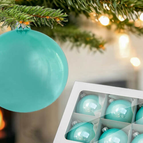 Bombki miętowy błysk -  80 mm  bombki choinkowe szklane 6 szt