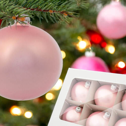 Bombki różowa perła -  80 mm  bombki choinkowe szklane 6 szt