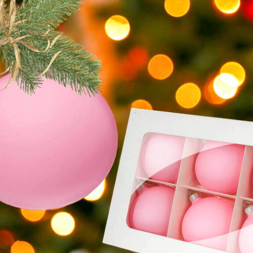 Bombki kredowy róż -  100 mm bombki choinkowe szklane 6 szt