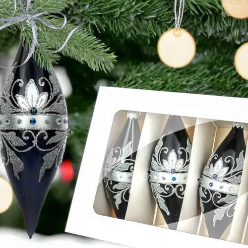 Sople Królewskie srebrne na czarnej porcelanie -  180 mm