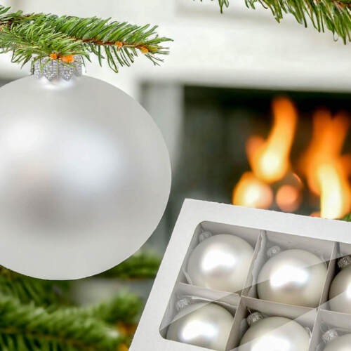Bombki srebrny mat -  100 mm bombki choinkowe szklane 6 szt