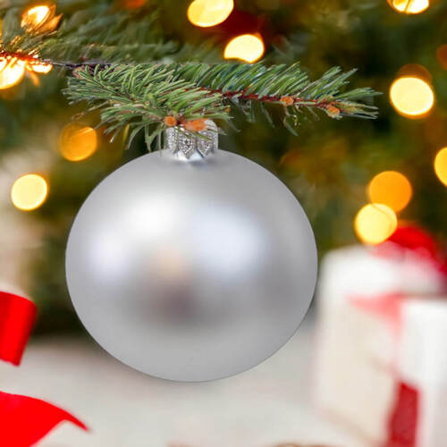 Bombki srebrny mat -  80 mm  bombki choinkowe szklane 6 szt