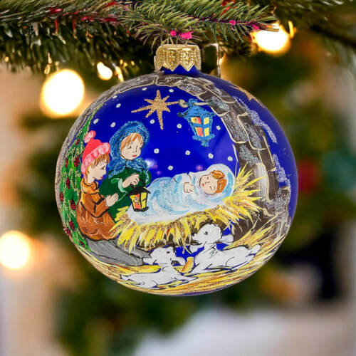 Szopka  na granacie -  100 mm bombka choinkowa szklana 1 szt