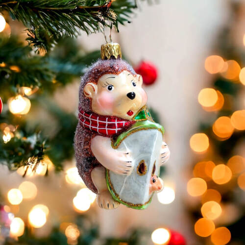 Jeżyk - dekoracja kształtka -  16 x 10 cm bombka choinkowa szklana