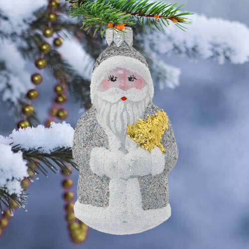 Mikołaj srebrny -  bombki choinkowe szklane 1 szt