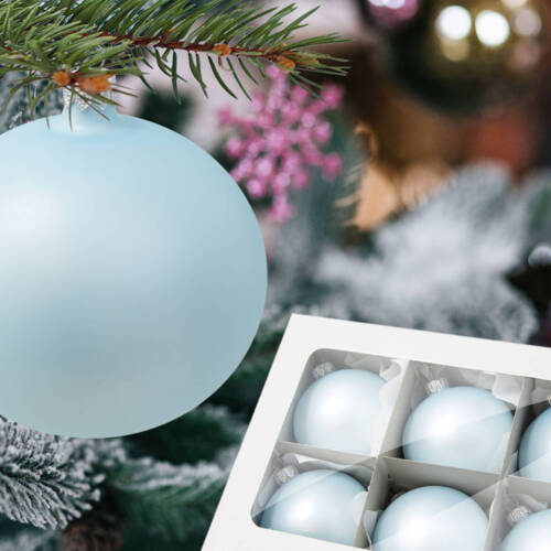 Bombki błękitna perła  -  80 mm  bombki choinkowe szklane 6 szt