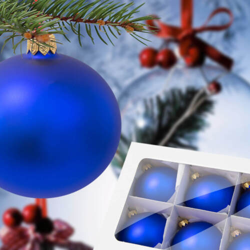 Bombki szafirowy mat -  100 mm bombki choinkowe szklane 6 szt