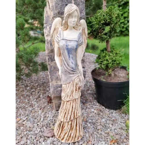 Figurka anioła Victoria - szary Jeans -  62 x 19 cm figurka dekoracyjna