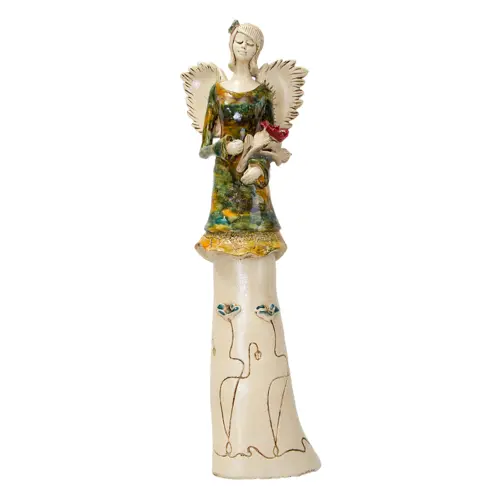 Figurka anioła Mia - zielono żółta -  40 x 16 cm figurka dekoracyjna