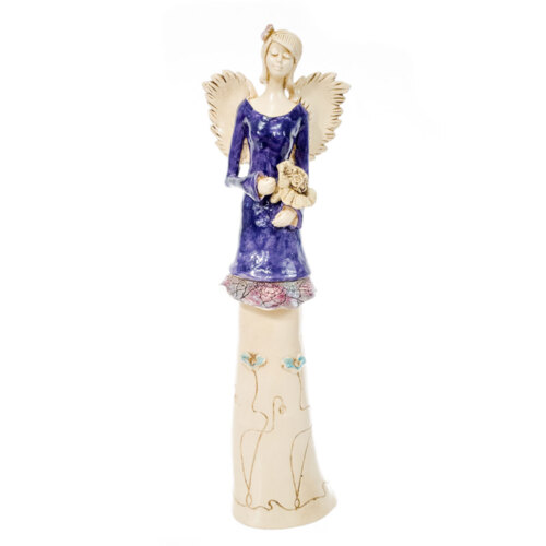 Anioł Mia - fiolet ciemny -  40 x 16 cm figurka dekoracyjna gipsowa