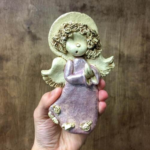 Liolinek Marzyciel - fiolet -  16 x 10 cm figurka dekoracyjna gipsowa