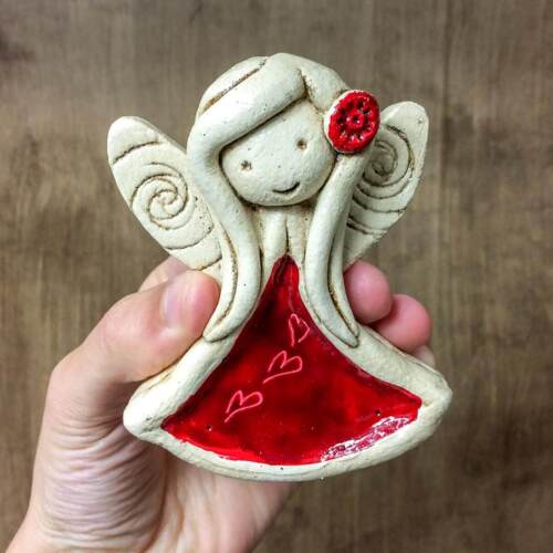 Liolinka Niunia - czerwona -  10 x 7 cm figurka dekoracyjna gipsowa