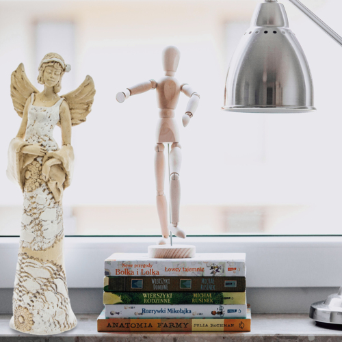 Anioł Frances - biały cały -  30 x 14 cm figurka dekoracyjna gipsowa