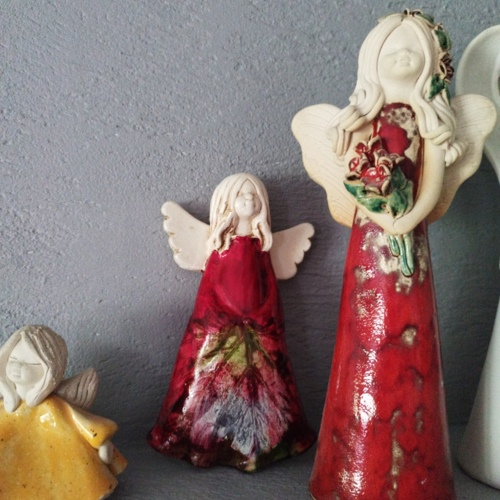 Anioł Monica Art Leaf -  18 x 10 cm figurka dekoracyjna gipsowa