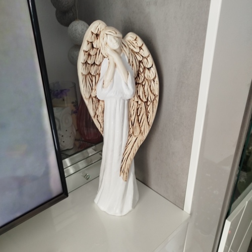 Anioł Gabriel - biały -  40 x 18 cm figurka dekoracyjna gipsowa