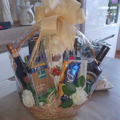 Miłujące Anioły - biało czarne -  37 x 12 cm figurka dekoracyjna gipsowa