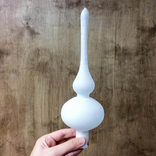 Biała kreda szpic choinkowy -  28 cm bombka choinkowa szklana
