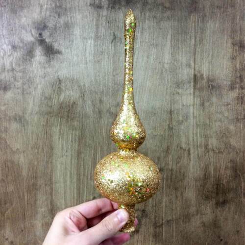 Złoty szpic choinkowy -  28 cm bombka choinkowa szklana