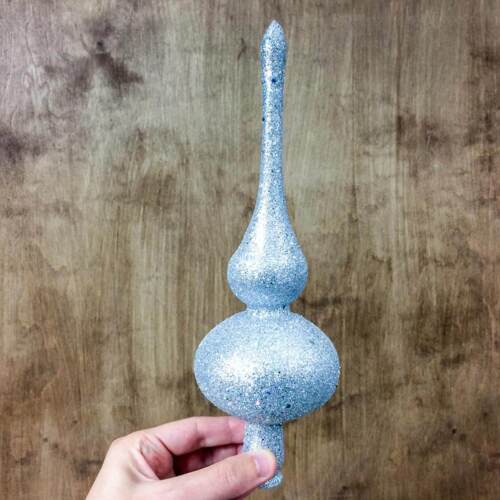 Srebrny szpic choinkowy  -  28 cm bombka choinkowa szklana