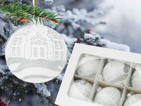 Srebrne chatki na kredzie (brokat) - 80 mm 6 szt. Srebrne chatki na kredzie (brokat) - 80 mm 6 szt.