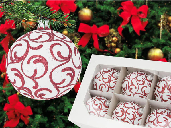 bombki czerwone esy na kredzie - 100 mm 6 szt. bombki czerwone esy na kredzie - 100 mm 6 szt.