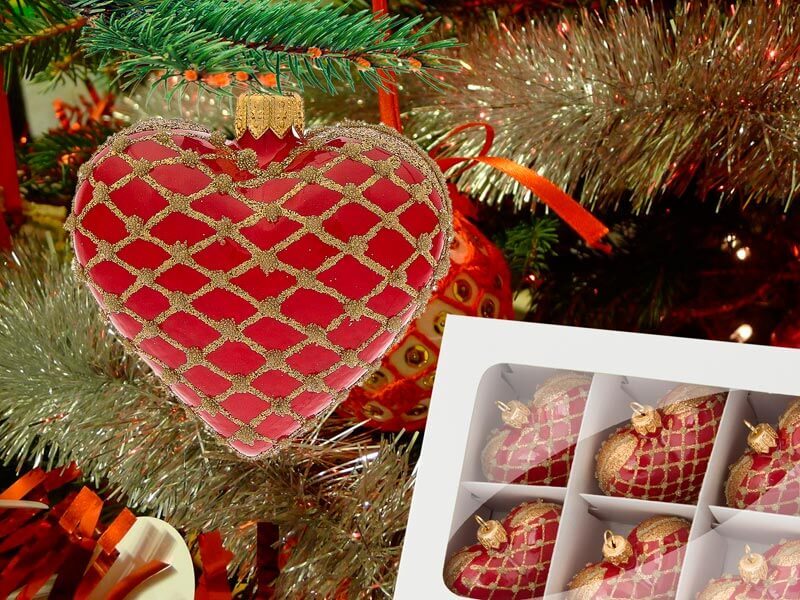 Ozdoby choinkowe serca Ozdoby choinkowe czerwono złote serca