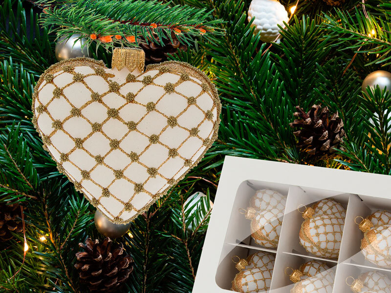 Ozdoby choinkowe serca Ozdoby choinkowe kremowo złote serca