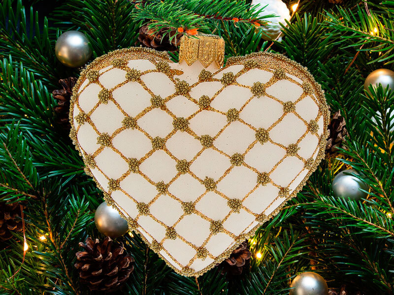 Ozdoby choinkowe serca Ozdoby choinkowe kremowo złote serca